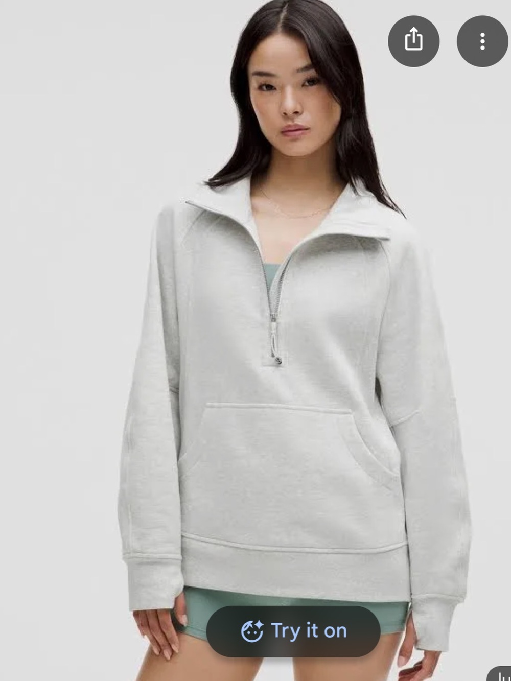 lululemon athletica Light Gray Half-Zip Scuba